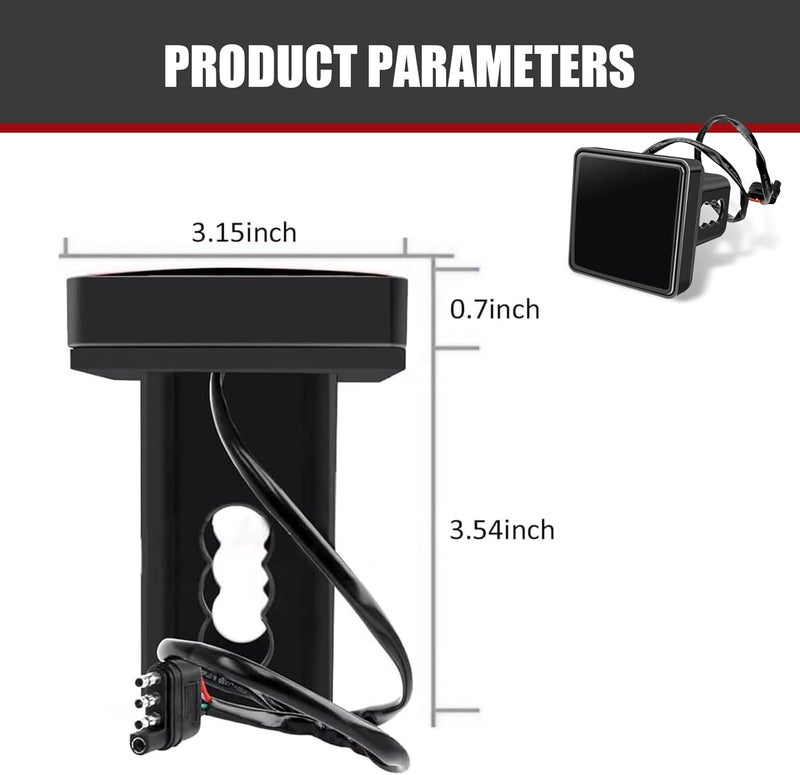 MLY 1 PC 15 LED Hitch Cover, Waterproof Trailer Hitch Cover, Square Tow Tail Light, Universal Brake Light Fit for 2 Inch Towing Receiver (Black) - Image 2